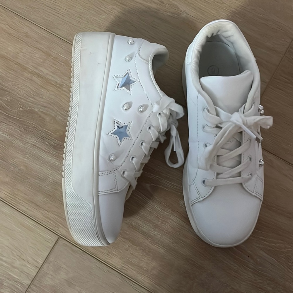 White Platform Star Sneakers